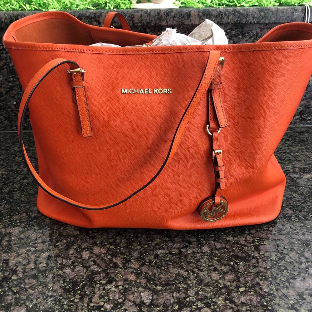 Michael Kors Jet Set Saffiano Mandarin Tote